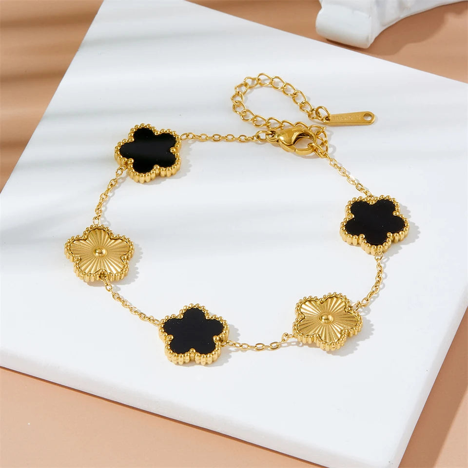 Gold Plated Clover Charm Bracelet
