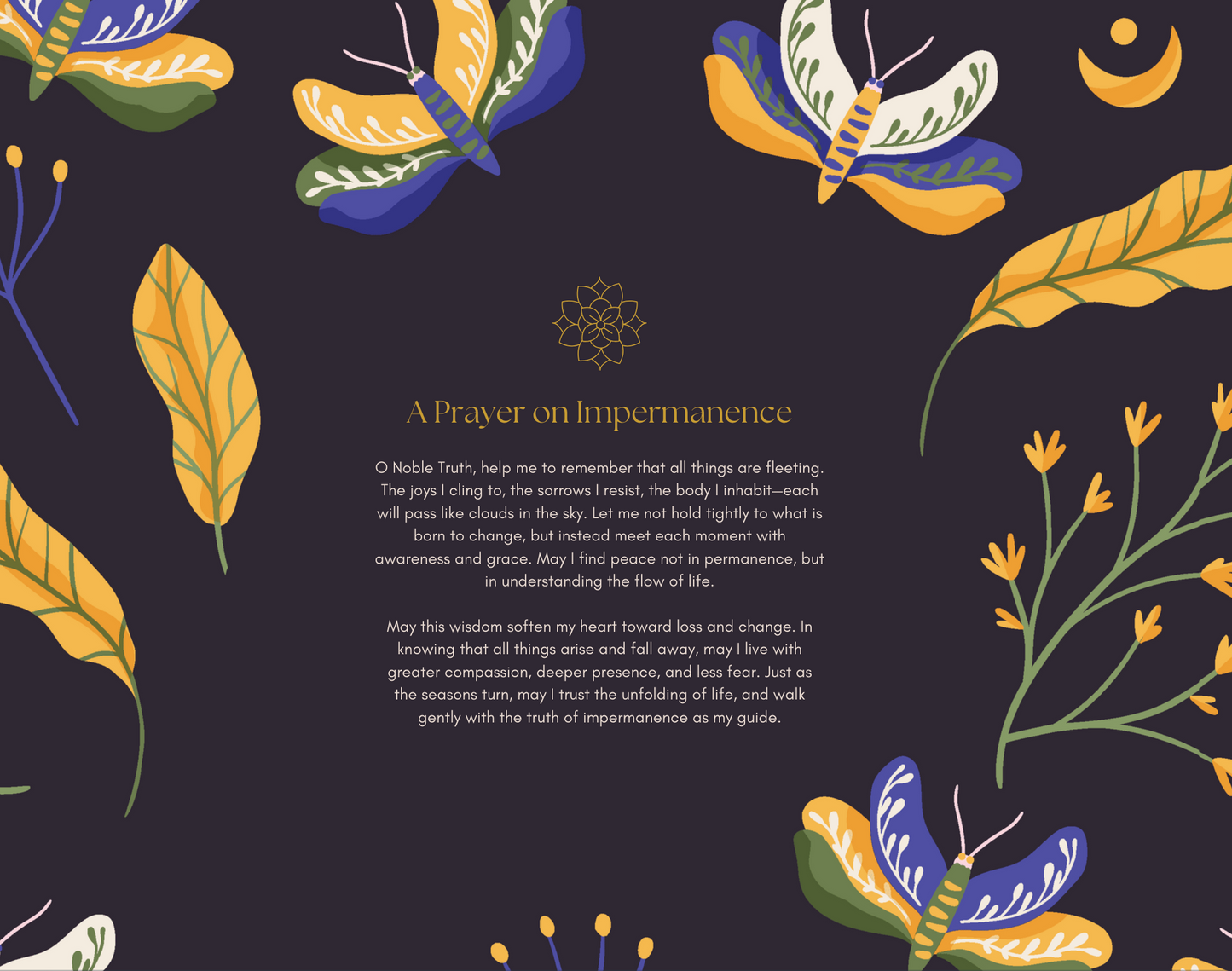 Crossbody bag - Buddhist prayer on impermanence