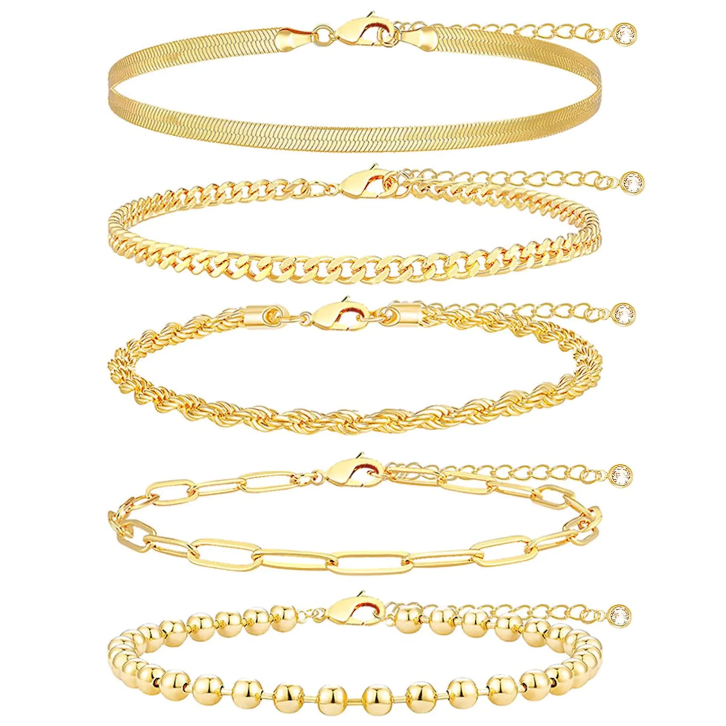 5-Piece Gold Bracelet Set