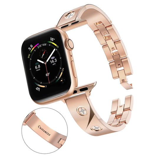 Custom Personalized Gold Apple Watch Band for Women Compatible with Apple Watch 44/45/46/42(Serise 3) Stainless Steel Gold Apple Watch Band Gold Iwatch Bracelet for Series 10 9 8 7 6 5 4 3 2 1