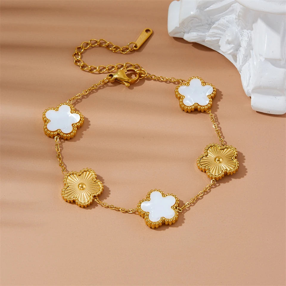 Gold Plated Clover Charm Bracelet