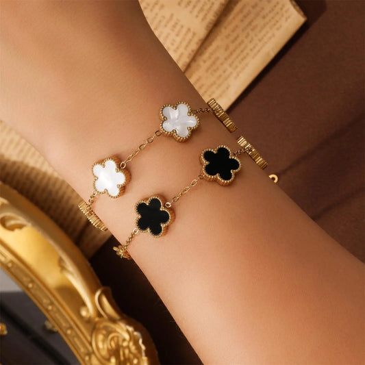 Gold Plated Clover Charm Bracelet