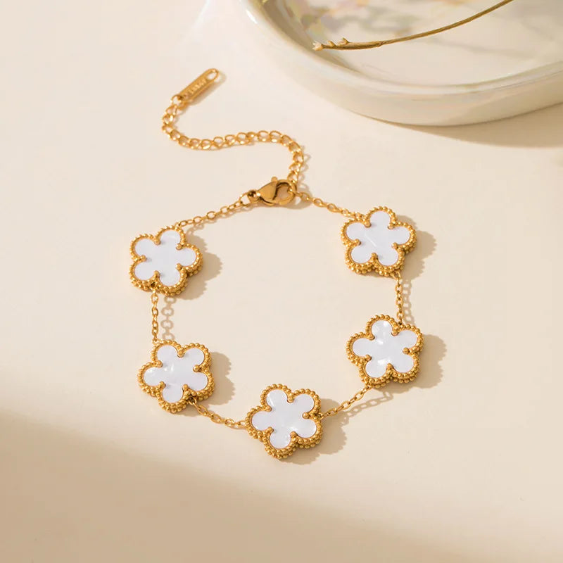 Gold Plated Clover Charm Bracelet